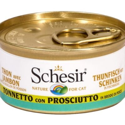 SCHESIR Tonno con Prosciutto in Brodo per Gatti - 70gr