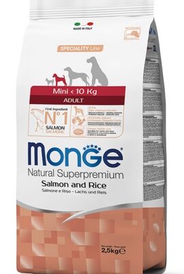 Monge Mini Adult Salmone & Riso 2,5kg - Alimento Completo per Cani di Piccola Taglia