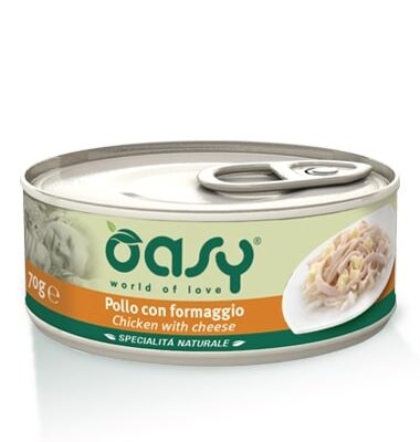 Oasy Pollo Con Formaggio Lattina 150gr - Alimento Complementare per Gatti