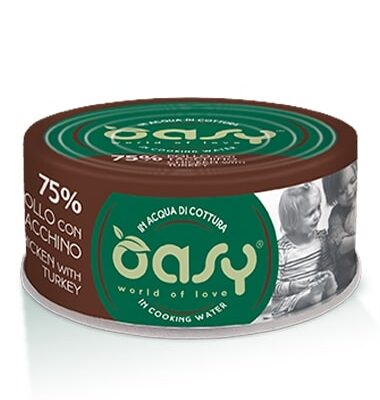 Oasy More Love Pollo Con Tacchino Lattina 70g per Gatti