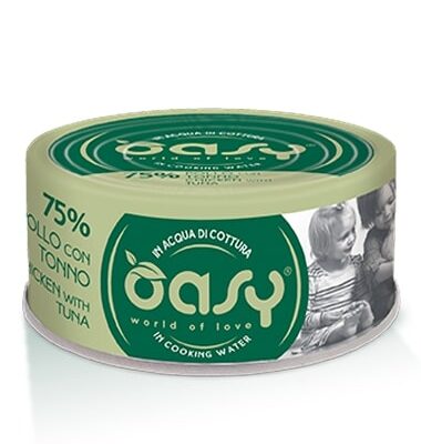 Oasy More Love Pollo Con Tonno Lattina 70g per Gatti