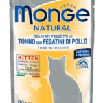 Monge Natural Bustine in Pezzetti 80g - Kitten Tonno con Fegatini di Pollo