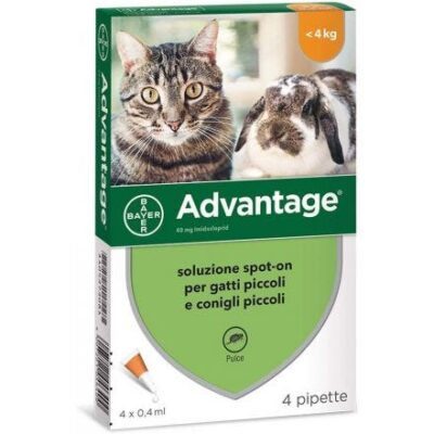 Advantage <4Kg 4pz x 0,4ml Gatto - Antiparassitario Pulci e Zecche