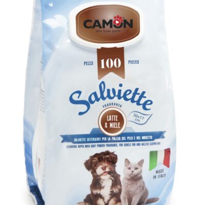 Camon Salviette Latte e Miele Maxi Formato per Cani - 100 Pezzi