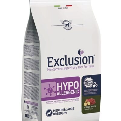 Exclusion Hypo M&L Cavallo e Patate 12Kg - Alimento Monoproteico per Cani
