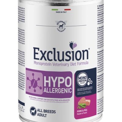 Exclusion Hypo Maiale e Piselli 400g - Alimento Umido Monoproteico per Cani