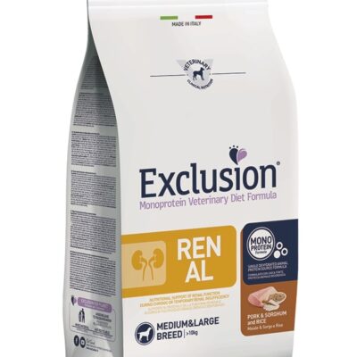Exclusion Renal M&L Maiale 12Kg - Alimento Dietetico per Cani con Insufficienza Renale