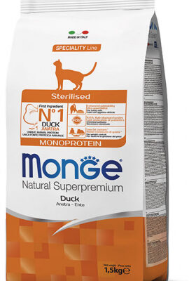 Monge Sterilised Anatra 10kg - Cibo Secco per Gatti Sterilizzati