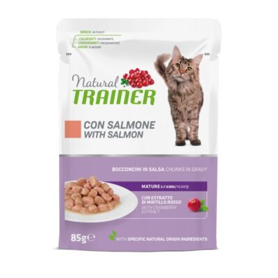 Natural Trainer Mature Salmone 85g - Alimento Completo per Gatti Senior