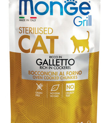 Monge Grill Bustine Sterilizzato Galletto 85g - Cibo Umido per Gatti