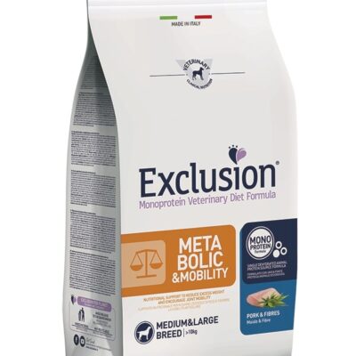 Exclusion Metabolic e Mobility Maiale 12Kg - Alimento Dietetico per Cani