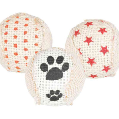 Set Palline in Juta per Cani e Gatti, Ø5cm - 3 Pezzi