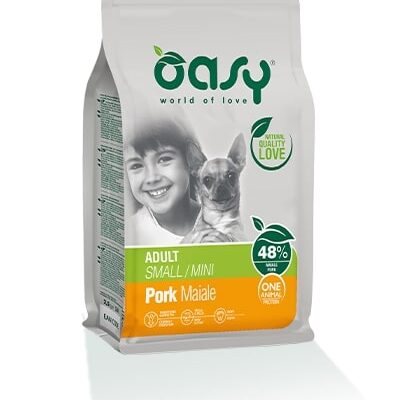 Oasy One Adult Small/Mini Maiale 800g - Alimento Completo per Cani di Piccola Taglia