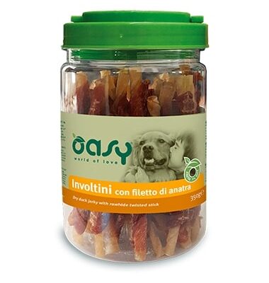 Oasy Involtini con Filetto Di Anatra 350g - Snack per Cani