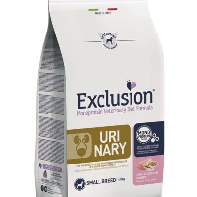 Exclusion Urinary Small Maiale e Riso 2Kg - Alimento Dietetico per Cani con Calcoli di Struvite