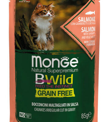 Monge BWild Sterilised Salmone Gamberetti e Verdure 85gr
