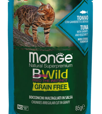 Monge BWild Sterilised Tonno, Gamberetti e Verdure 85gr