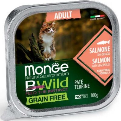 Monge BWild Adult Salmone e Verdure 100g - Cibo Umido per Gatti