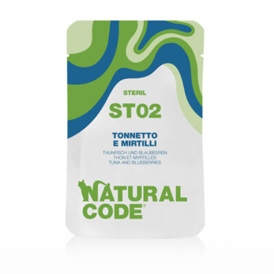 Natural Code ST02 70g - Tonnetto, Mirtilli e Riso Integrale per Gatti