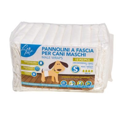 Pannolini a Fascia per Cani Maschi Size S - 12 Pezzi