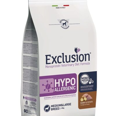 Exclusion Hypo M&L Coniglio e Patate 12Kg - Alimento Monoproteico per Cani con Intolleranze