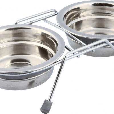 Set Ciotole Acciaio Inox per Cani con Supporto Antivibrazione