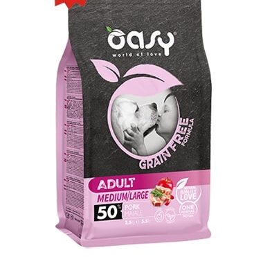 Oasy Grain Free Adult Medium/Large Maiale 12kg - Alimento Completo per Cani