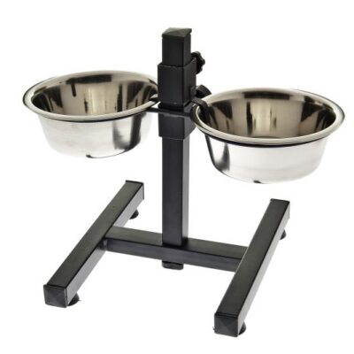Alza Ciotole Laccato con Ciotole in Acciaio Inox Ø 19 cm per Cani