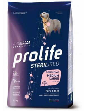 Prolife Sterilised Medium e Large Maiale e Riso