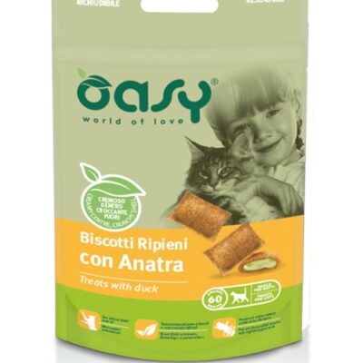Oasy Biscotti Ripieni con Anatra per Gatti - 60g