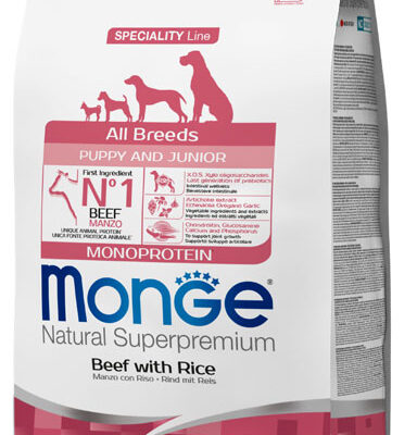 Monge Natural Superpremium All Breeds Puppy & Junior Monoprotein Manzo con Riso