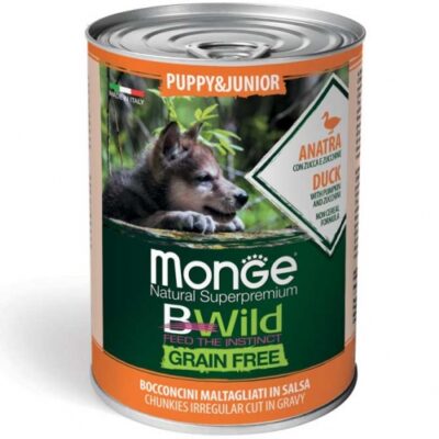 Monge Bwild Grain Free Puppy&Junior Anatra, Zucca e Zucchine 400g