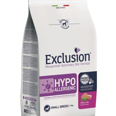 Exclusion Hypo Small Maiale e Piselli 7Kg - Alimento Monoproteico per Cani con Intolleranze