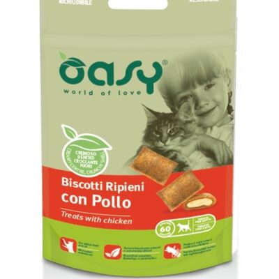 Oasy Biscotti Ripieni con Pollo 60g per Gatti