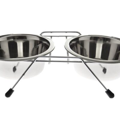 Ciotola Doppia Inox con Supporto 0,25lt per Cani e Gatti