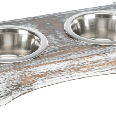 Set Ciotole Acciaio/Legno per Cani - 0,2lt