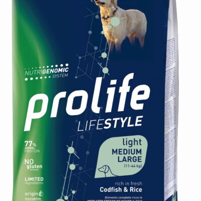 Prolife LifeStyle Adult Medium e Large Light Merluzzo e Riso 12kg