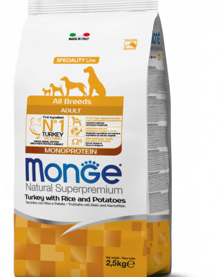 Monge Natural Superpremium All Breeds Adult Monoprotein Tacchino con Riso e Patate