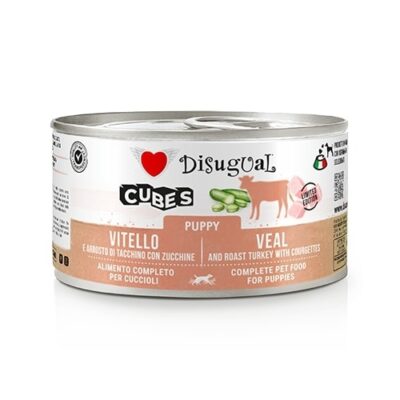 Disugual Small Puppy Cubes Vitello, Arrosto di Tacchino e Zucchine 150 gr