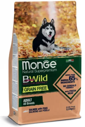 Monge bwild grain free adult all breeds salmone e piselli 2,5kg