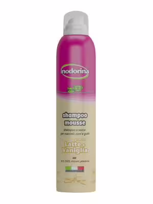 Inodorina shampoo mousse - a secco 300 ml - profumazione latte e vaniglia