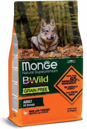 Monge bwild grain free adult all breeds anatra e patate 12kg