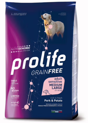 Prolife grain free adult medium/large maiale e patate 10kg