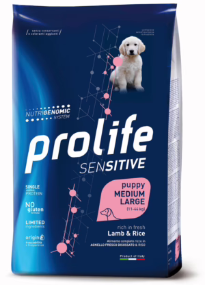 Prolife sensitive puppy medium e large agnello e riso 10kg