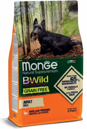 Monge bwild grain free mini adult anatra e patate 2,5kg
