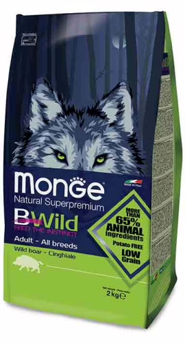 Monge bwild low grain adult all breads cinghiale 12kg
