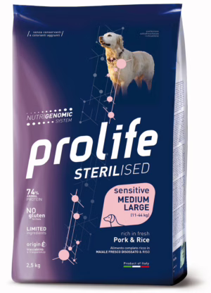 Prolife sterilised medium e large maiale e riso 2,5kg