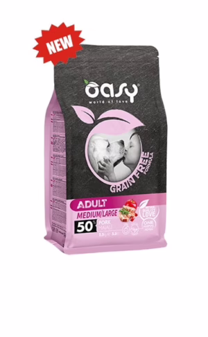 Oasy grain free adult medium/large maiale 2,5kg