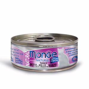 Monge natural tonno con petto di pollo e manzo 80gr