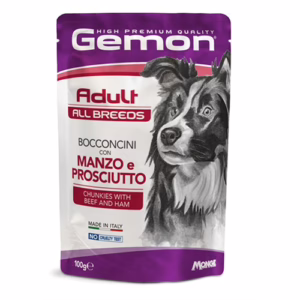 Gemon dog busta all breeds adult bocconcini con manzo e prosciutto 100g